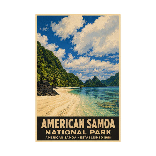 American Samoa National Park Satin Poster – Vintage Travel Beach Art (300gsm)