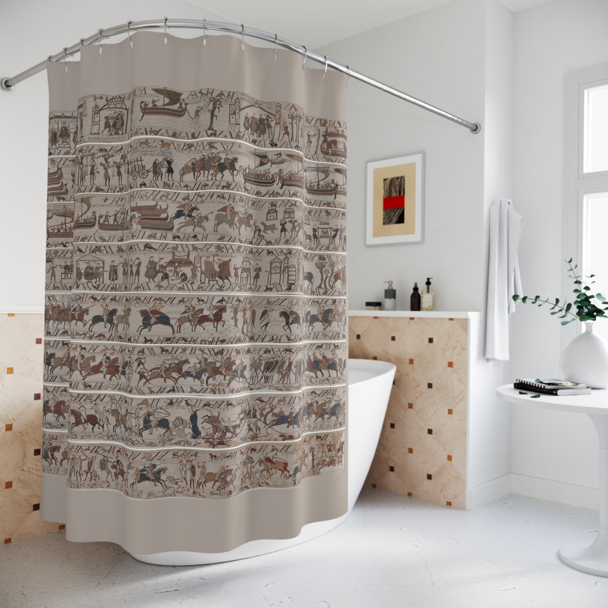 Bayeux Tapestry Norman Invasion Shower Curtain | Historical Medieval Decor