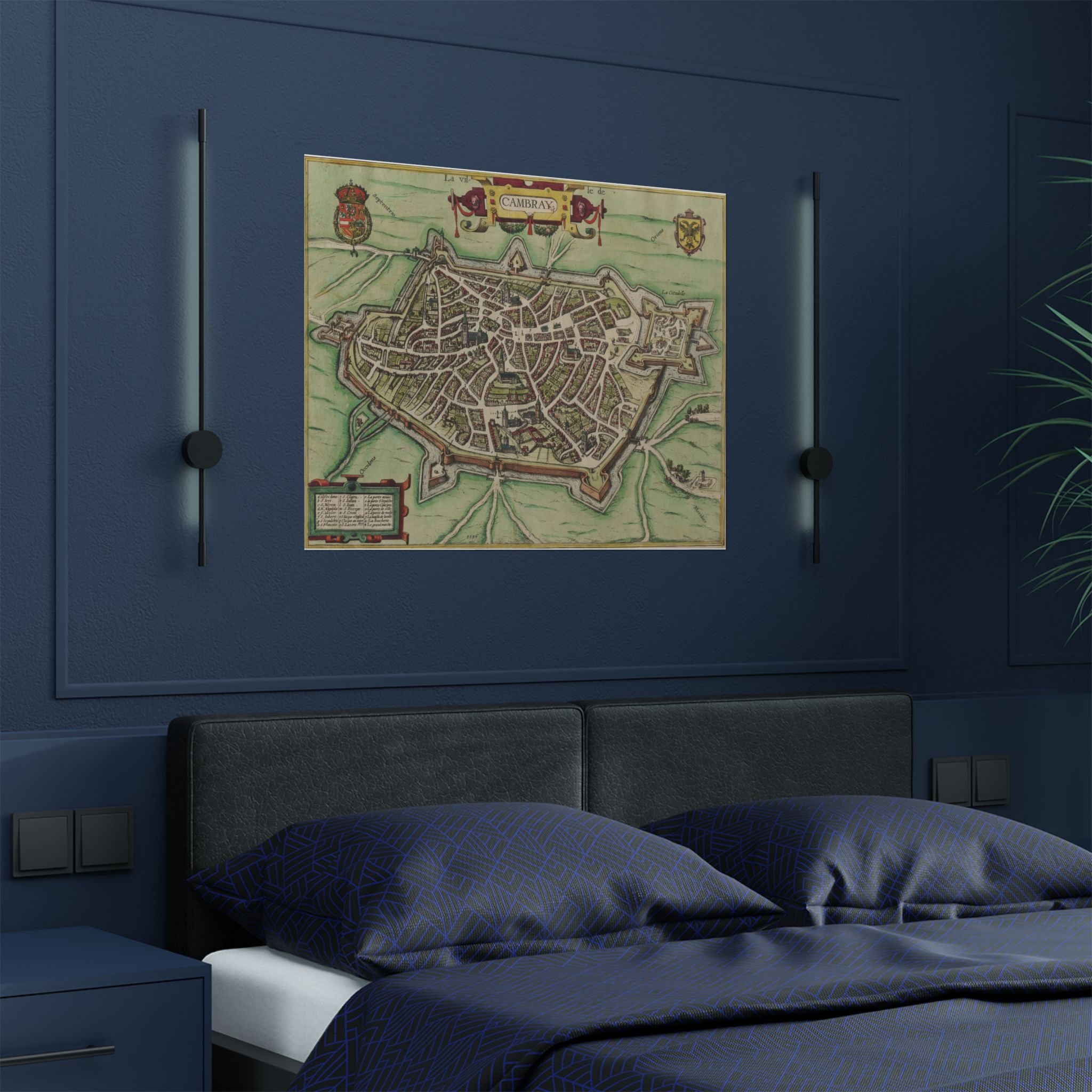 Cambrai, France Vintage City Map Poster — Antique City Map Satin Print (300gsm)