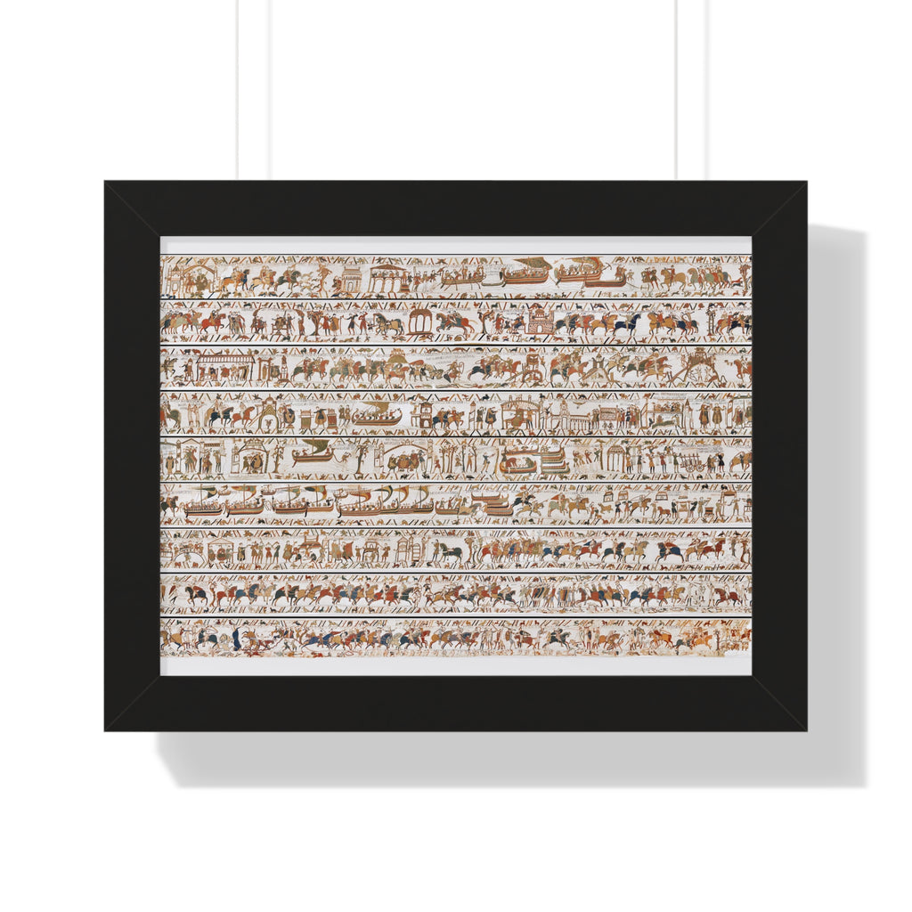 The Bayeux Tapestry (Complete Panorama) Framed Art Poster | Illustration of Norman Conquest Print