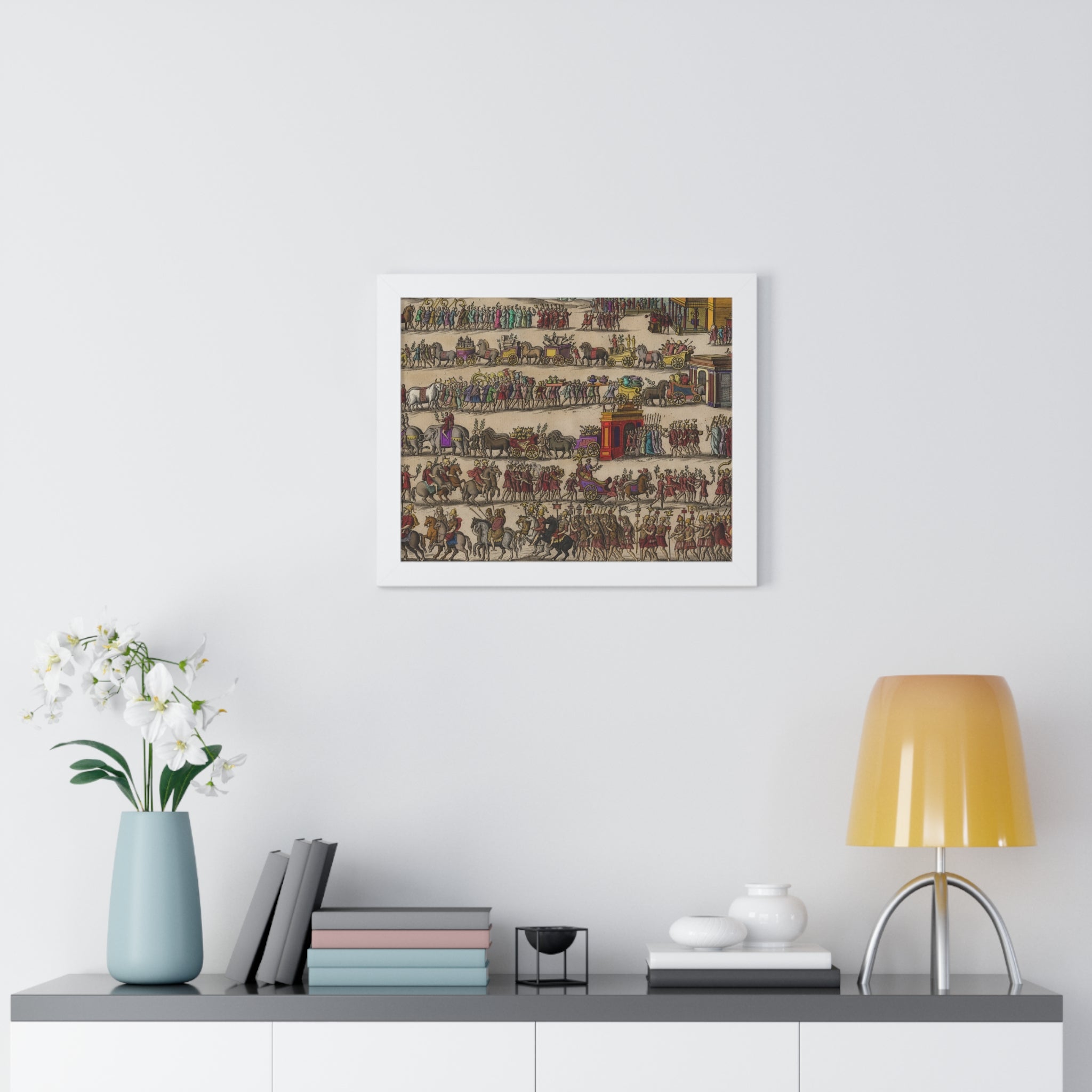 Roman Triumph Procession Framed Poster | Hand-Colored Engraving Print